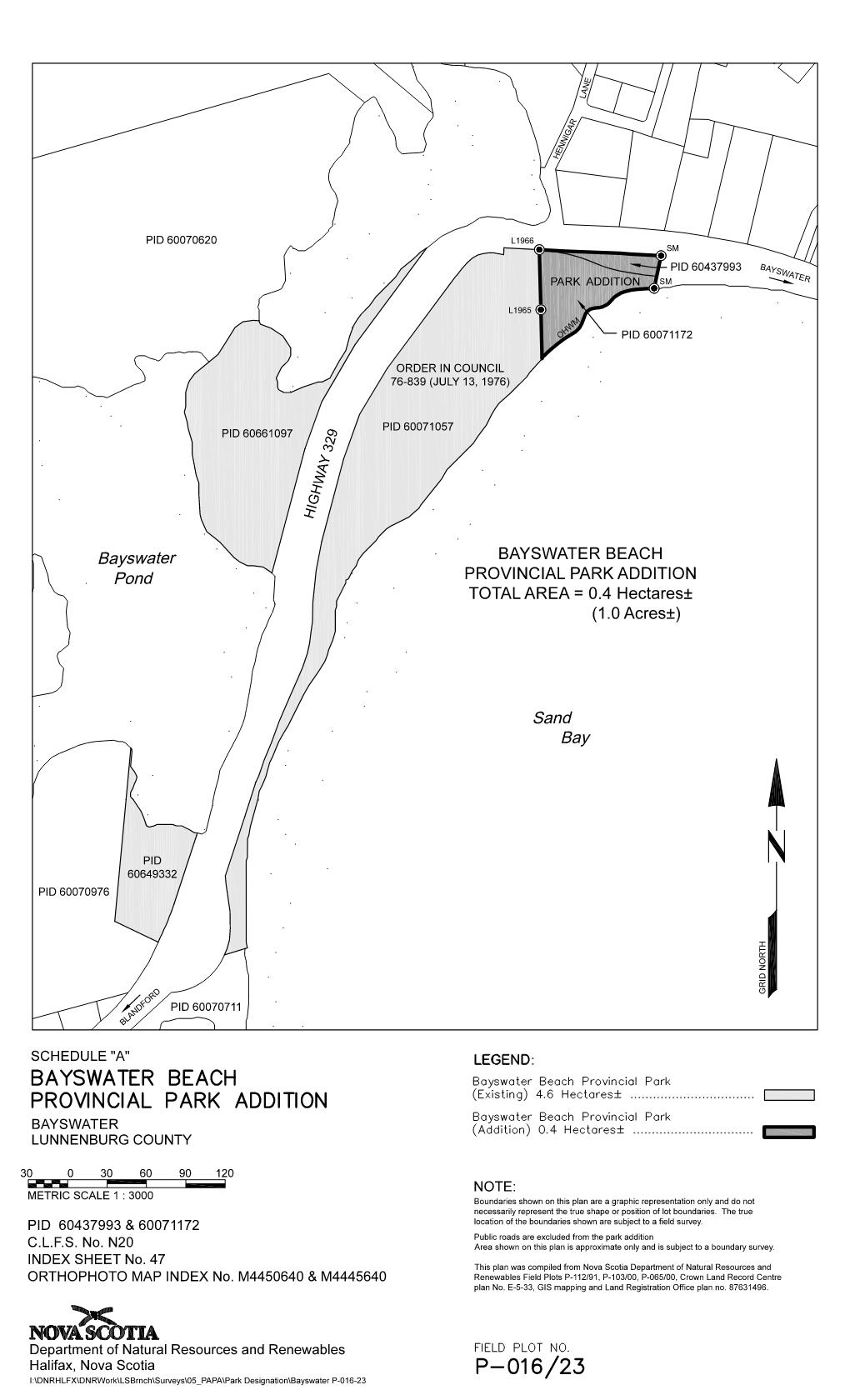 Graphic showing map of addition to Bayswater Beach Provincial Park