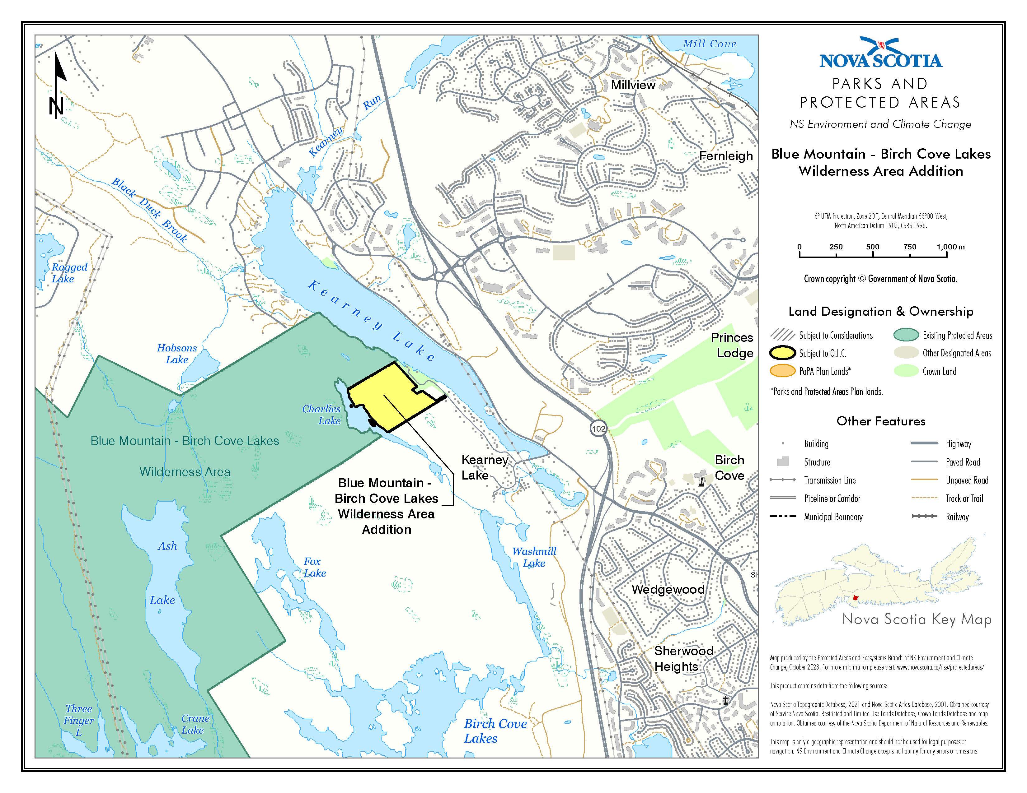 Graphic showing map of addition to Blue Mountain-Birch Cove Lakes Wilderness Area