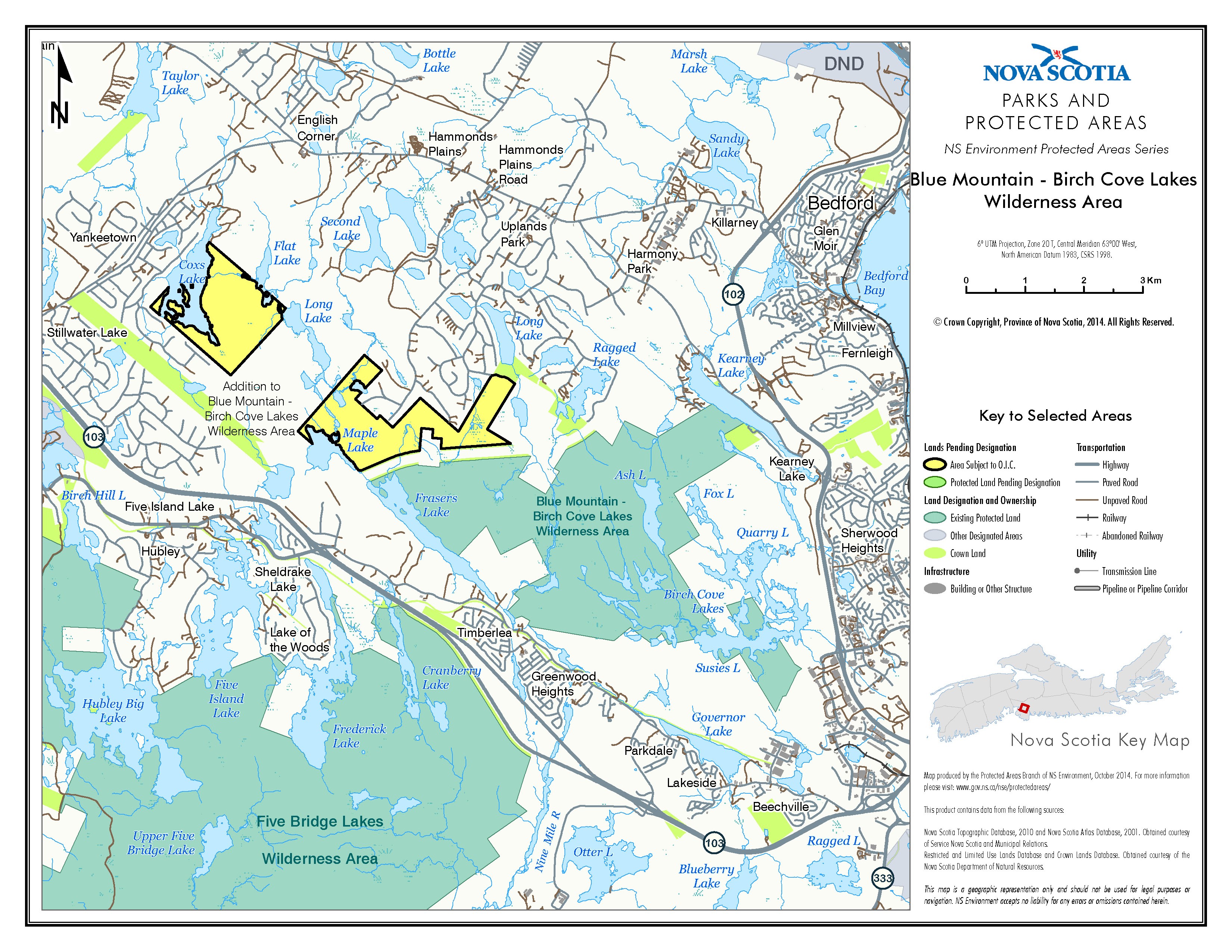 Graphic showing map of approximate boundaries of addition to Blue Mountain-Birch Cove Lakes Wilderness Area