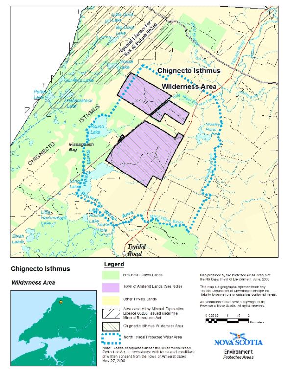 Map Showing Approximate Boundaries of Chignecto Isthmus Wilderness Area