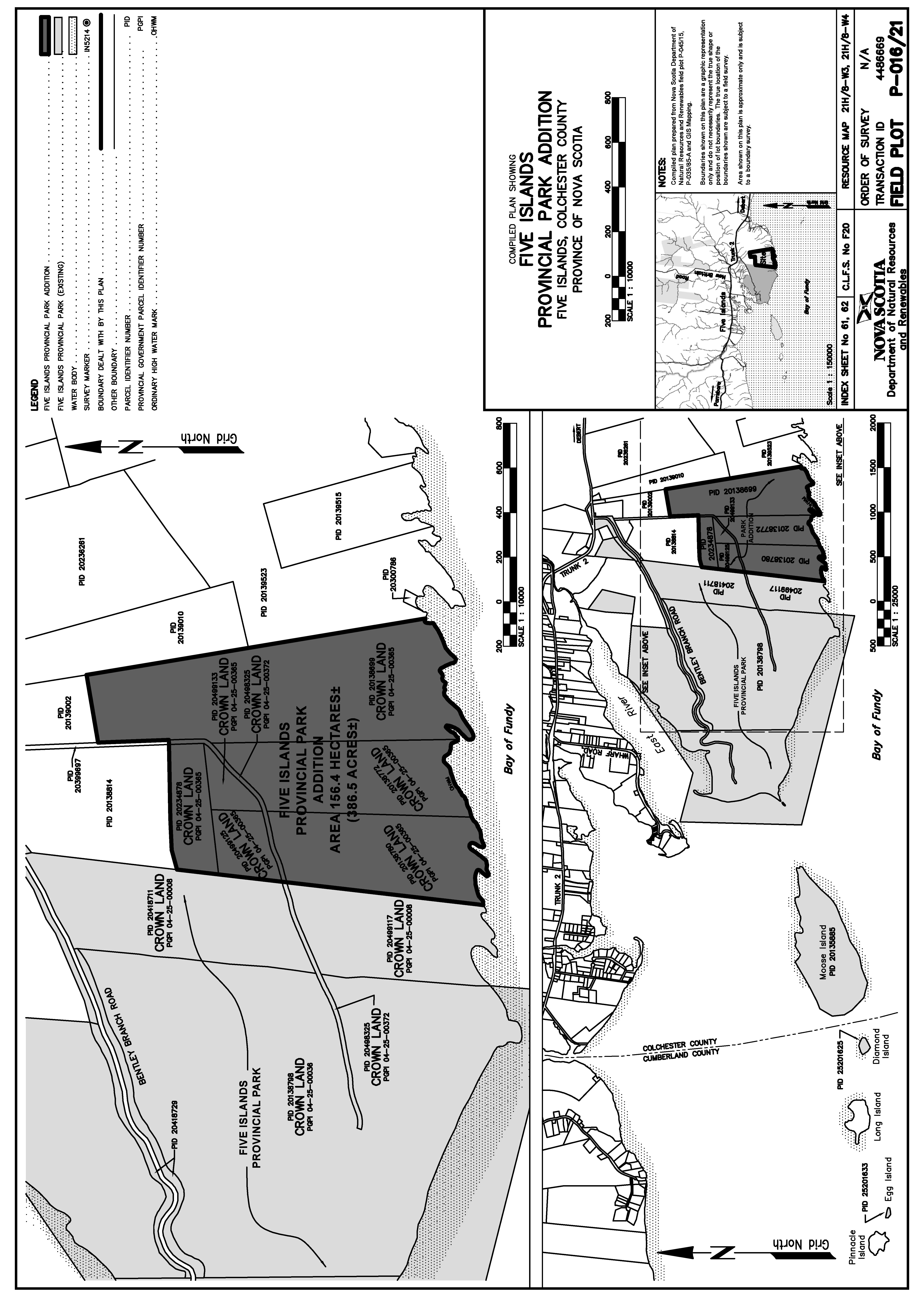 Graphic showing map of the addition to Five Islands Provincial Park