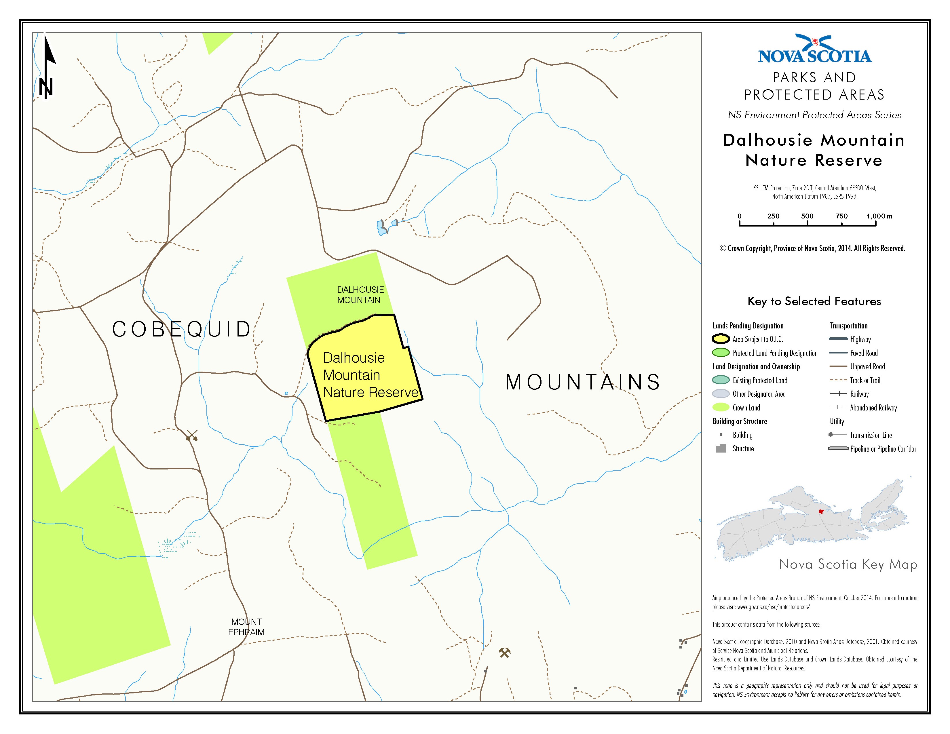 Map of Dalhousie Mountain Nature Reserve