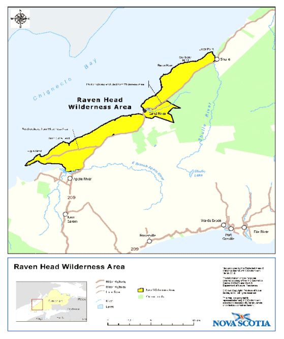 Map of original Raven Head Wilderness Area