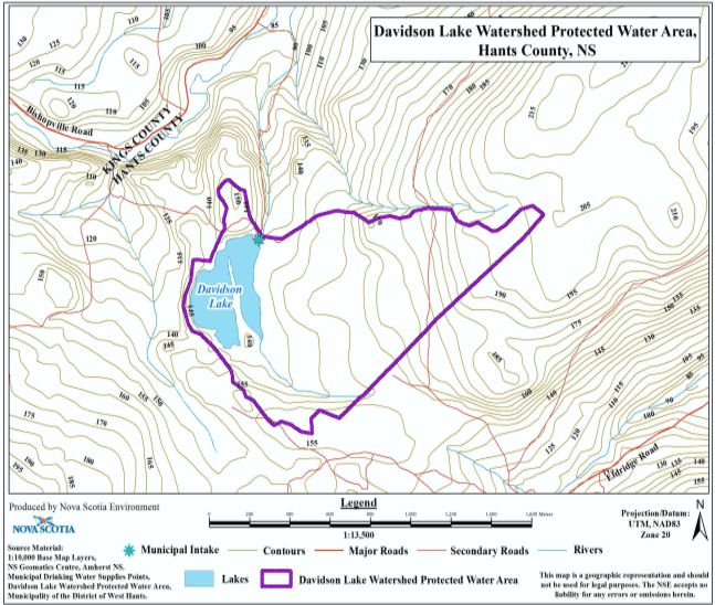 Davidson Lake Watershed Protected Water Area, Hants County, NS