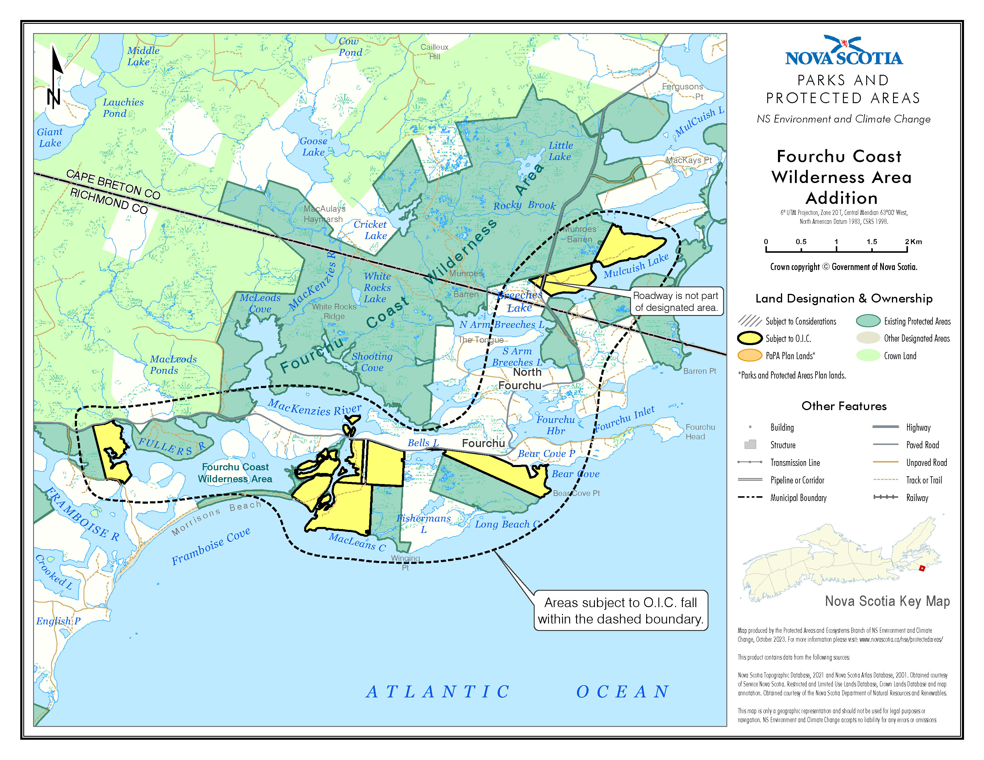 Graphic showing map of addition to Fourchu Coast Wilderness Area