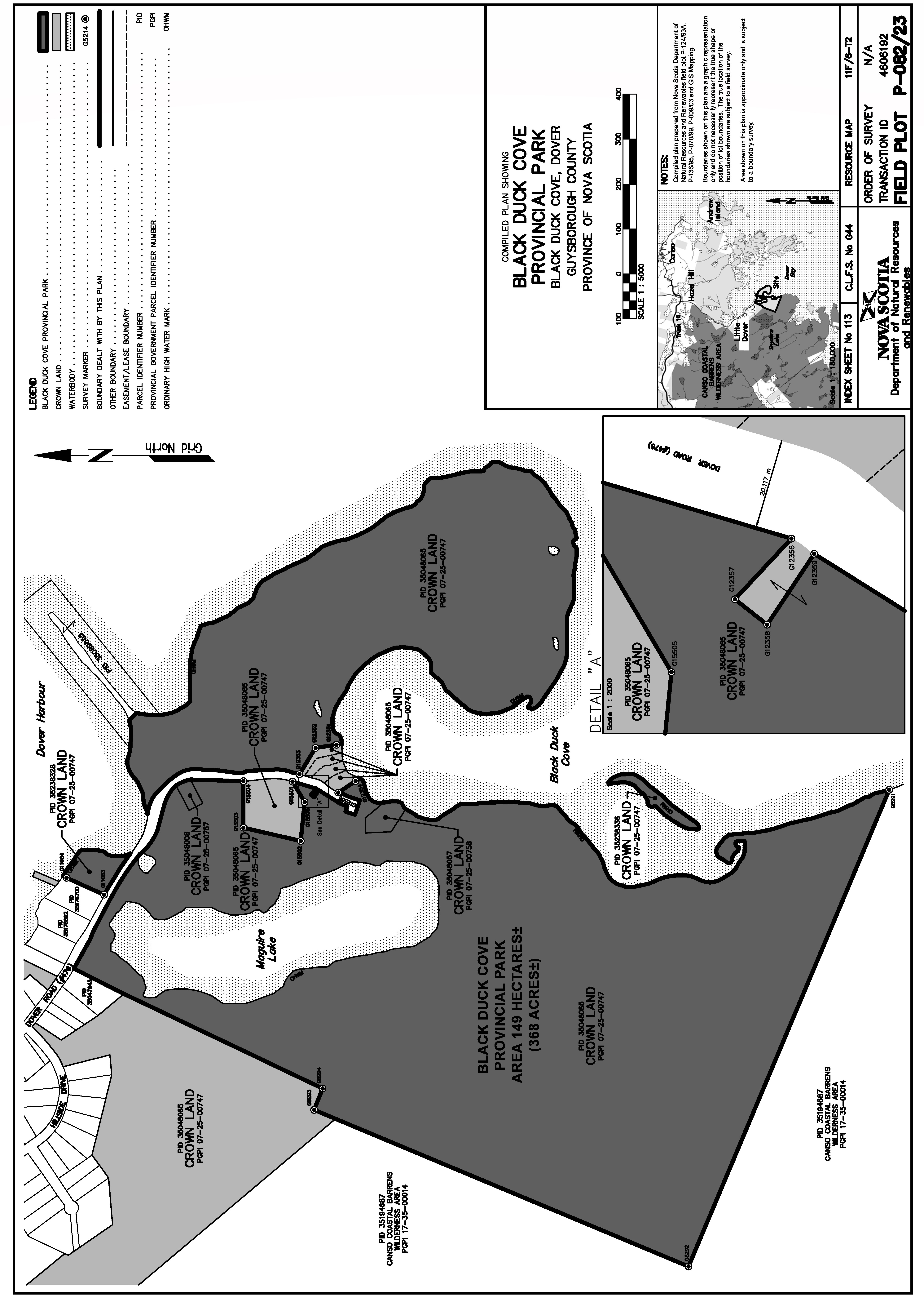 Graphic showing map of Black Duck Cove Provincial Park