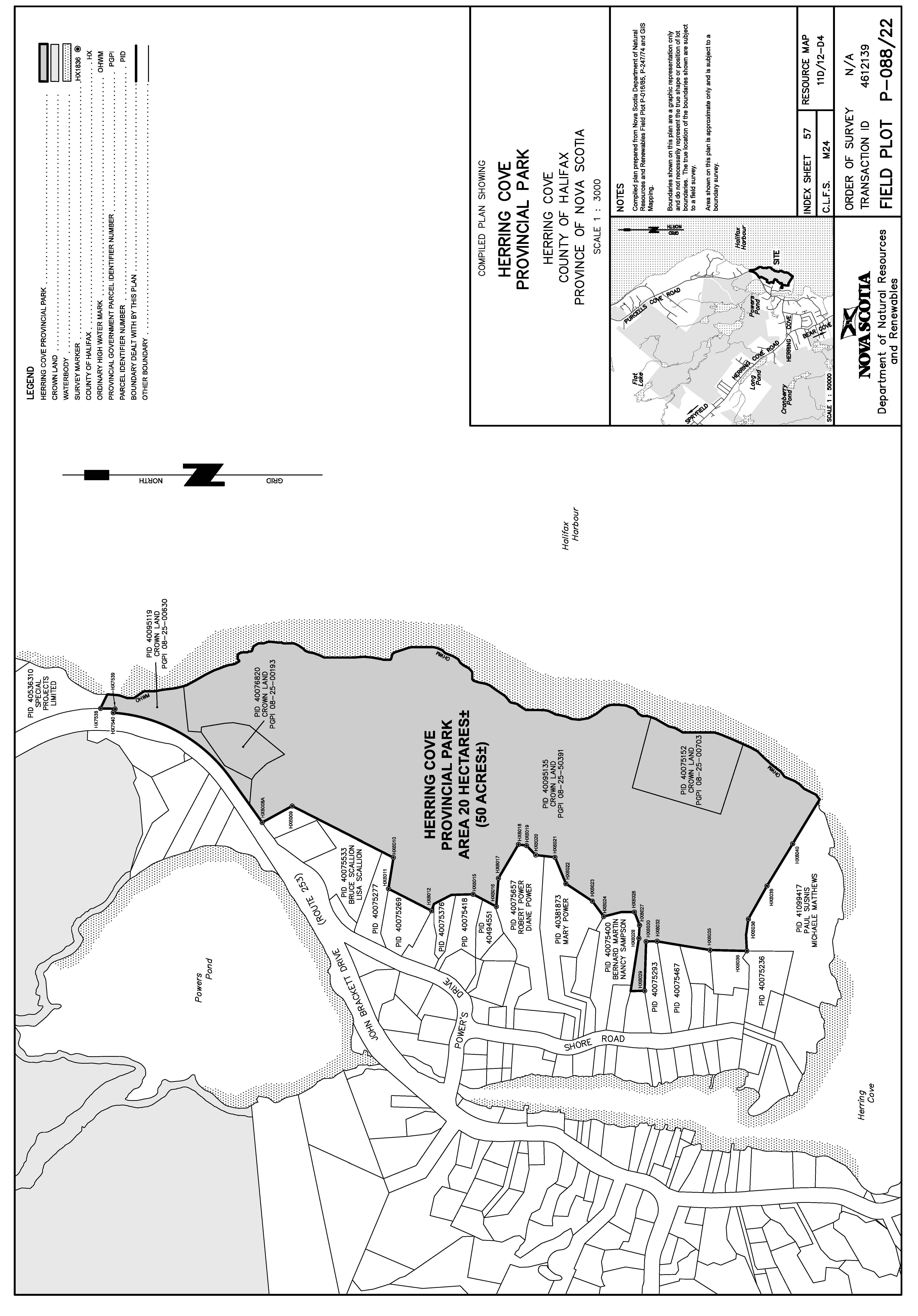 Graphic showing map of Herring Cove Provincial Park