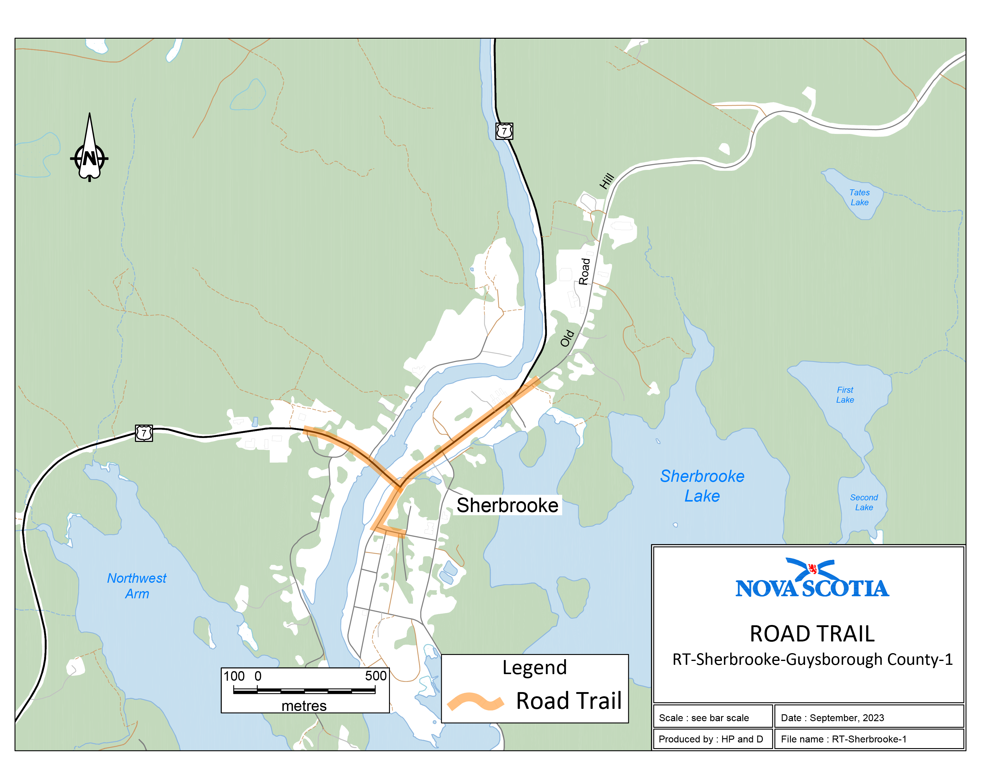 Graphic showing map of the Sherbrooke Road Trail