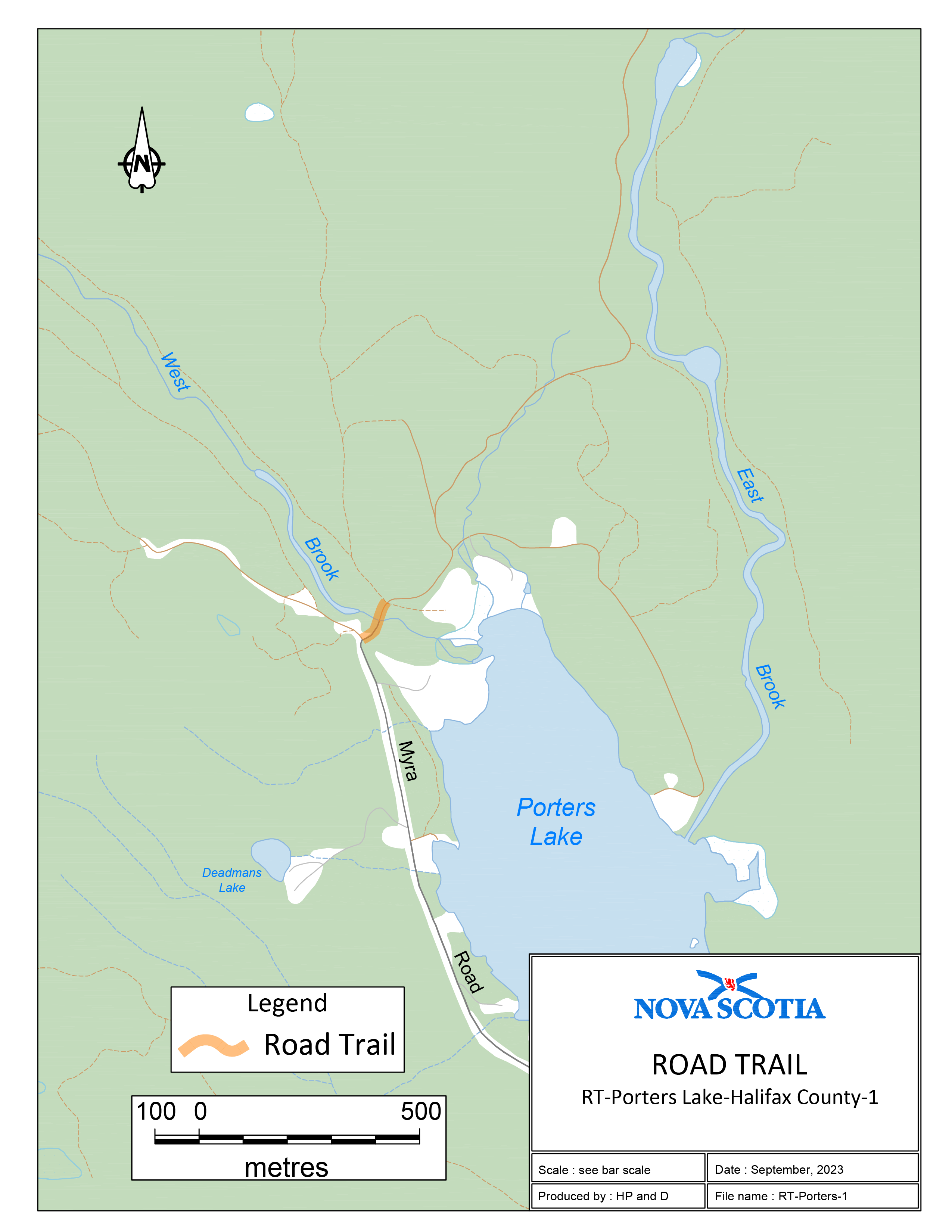 Graphic showing map of the Porters Lake Road Trail