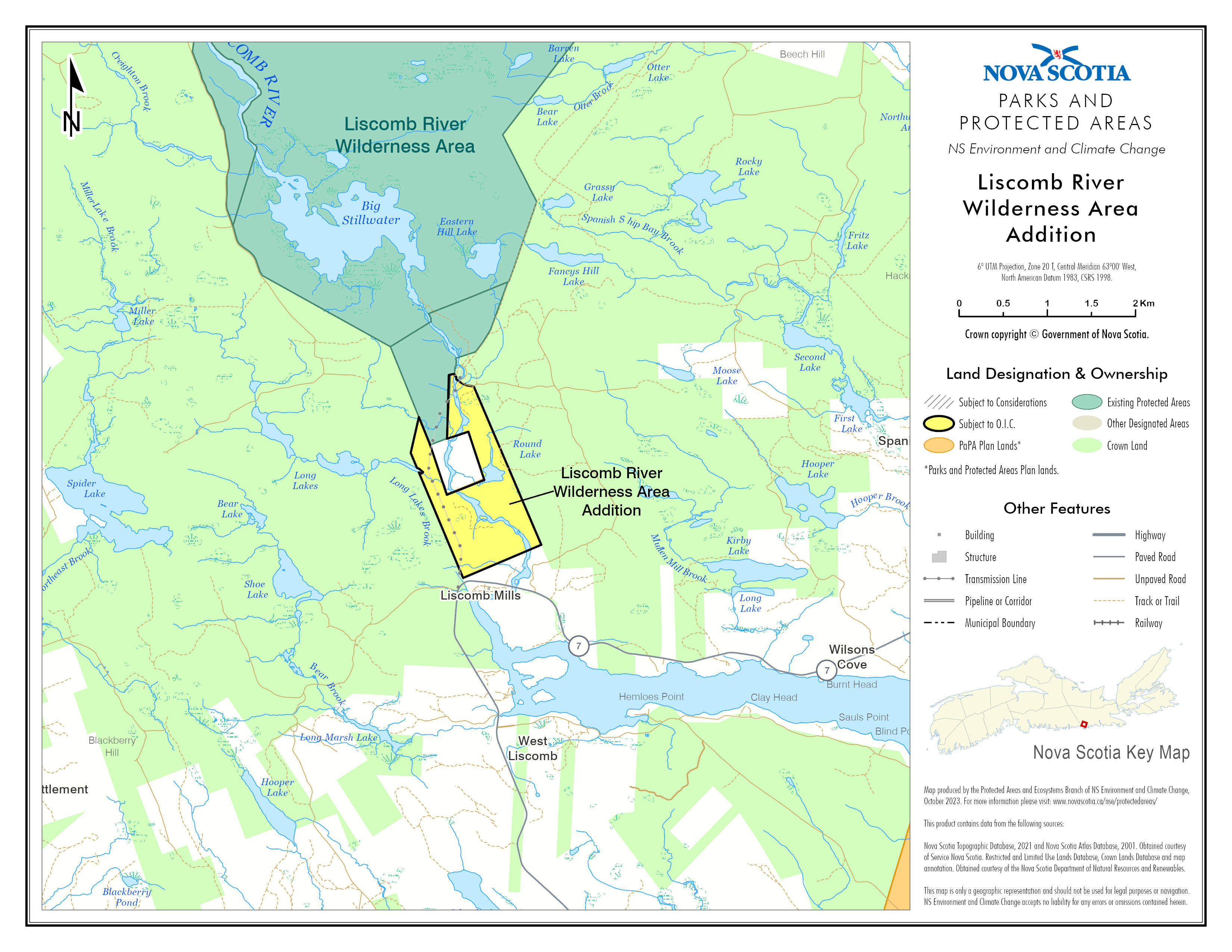 Graphic showing map of addition to Liscomb River Wilderness Area