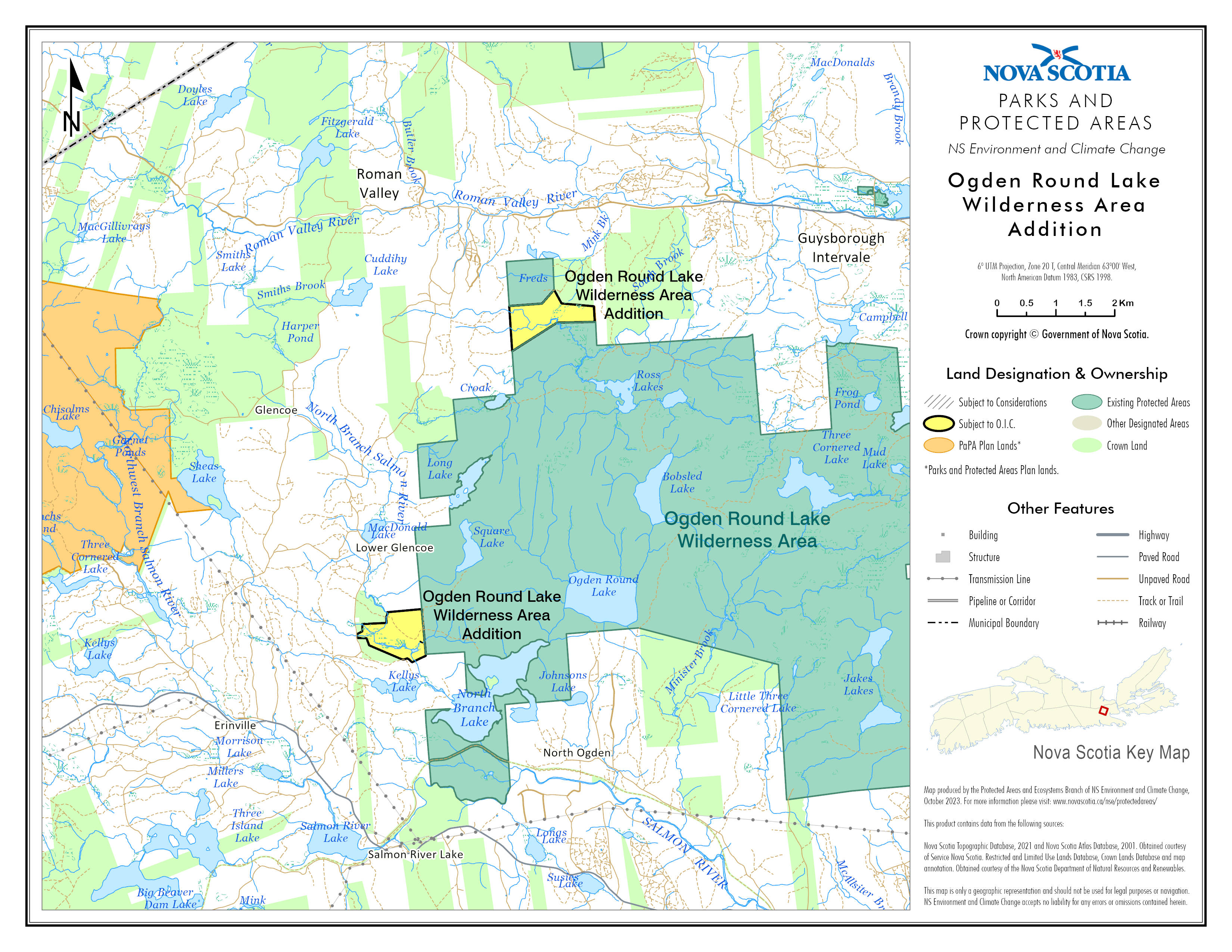 Graphic showing map of addition to Ogden Round Lake Wilderness Area