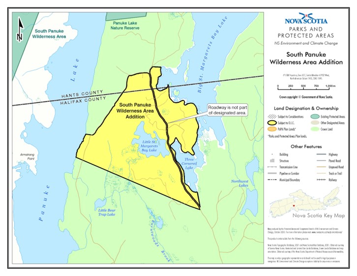 Graphic showing map of approximate boundaries of addition to South Panuke Wilderness Area