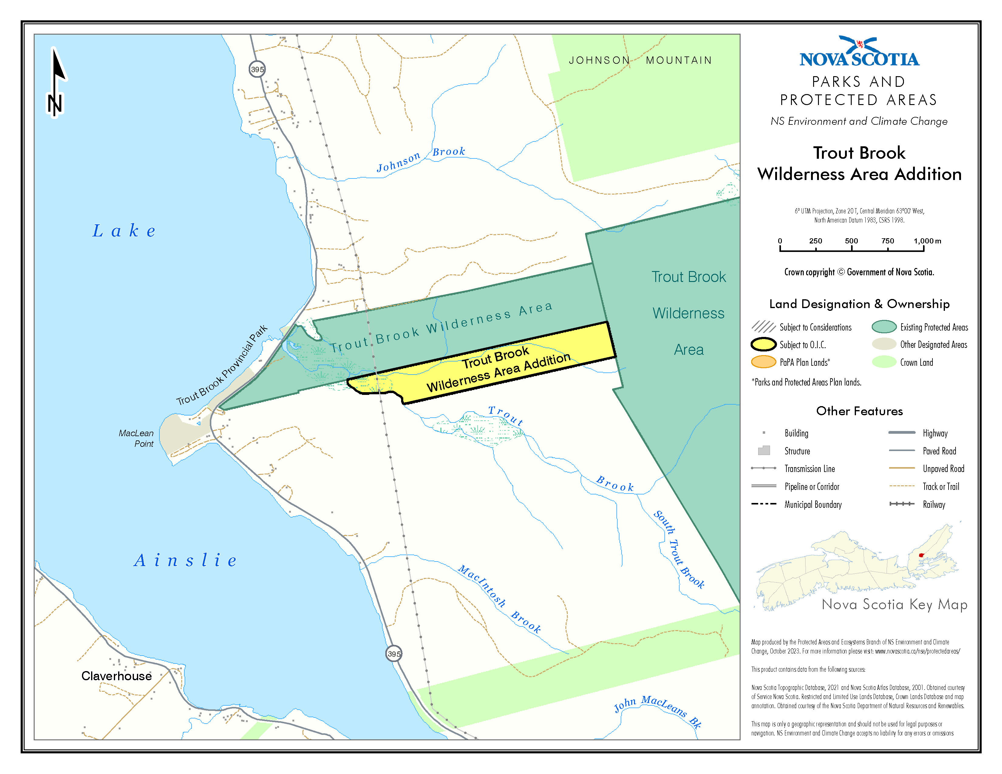 Graphic showing map of addition to Trout Brook Wilderness Area