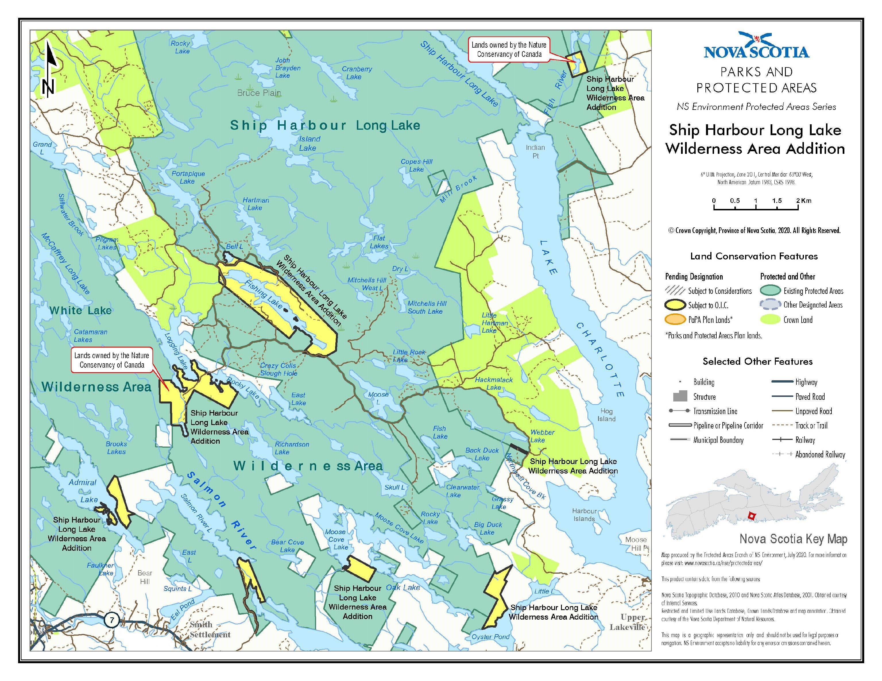 Graphic showing map of Boundaries of Addition to Ship Harbour Long
Lake Wilderness Area