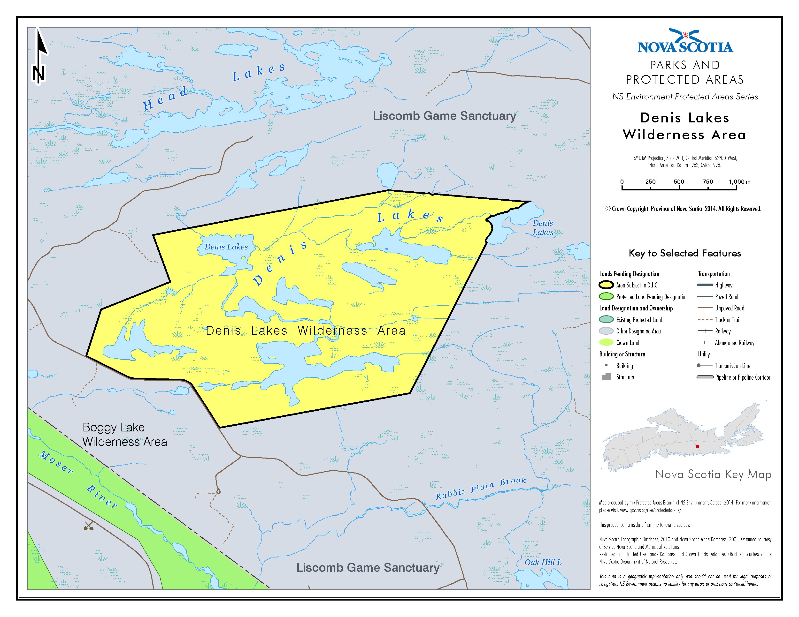 Map of Denis Lakes Wilderness Area