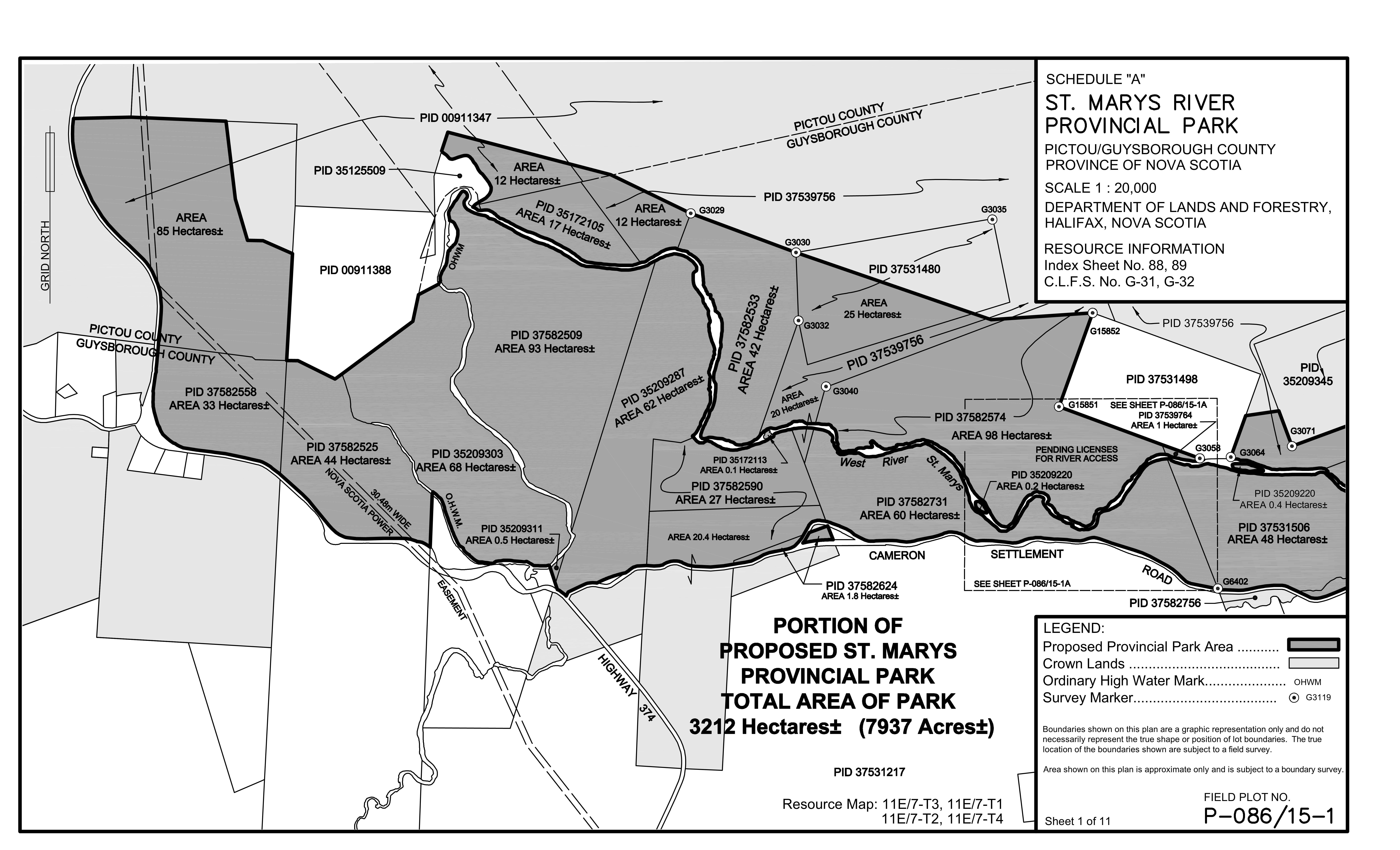 Schedule A - Map of St. Marys River Provincial Park (N.S. Reg. 149/2020)