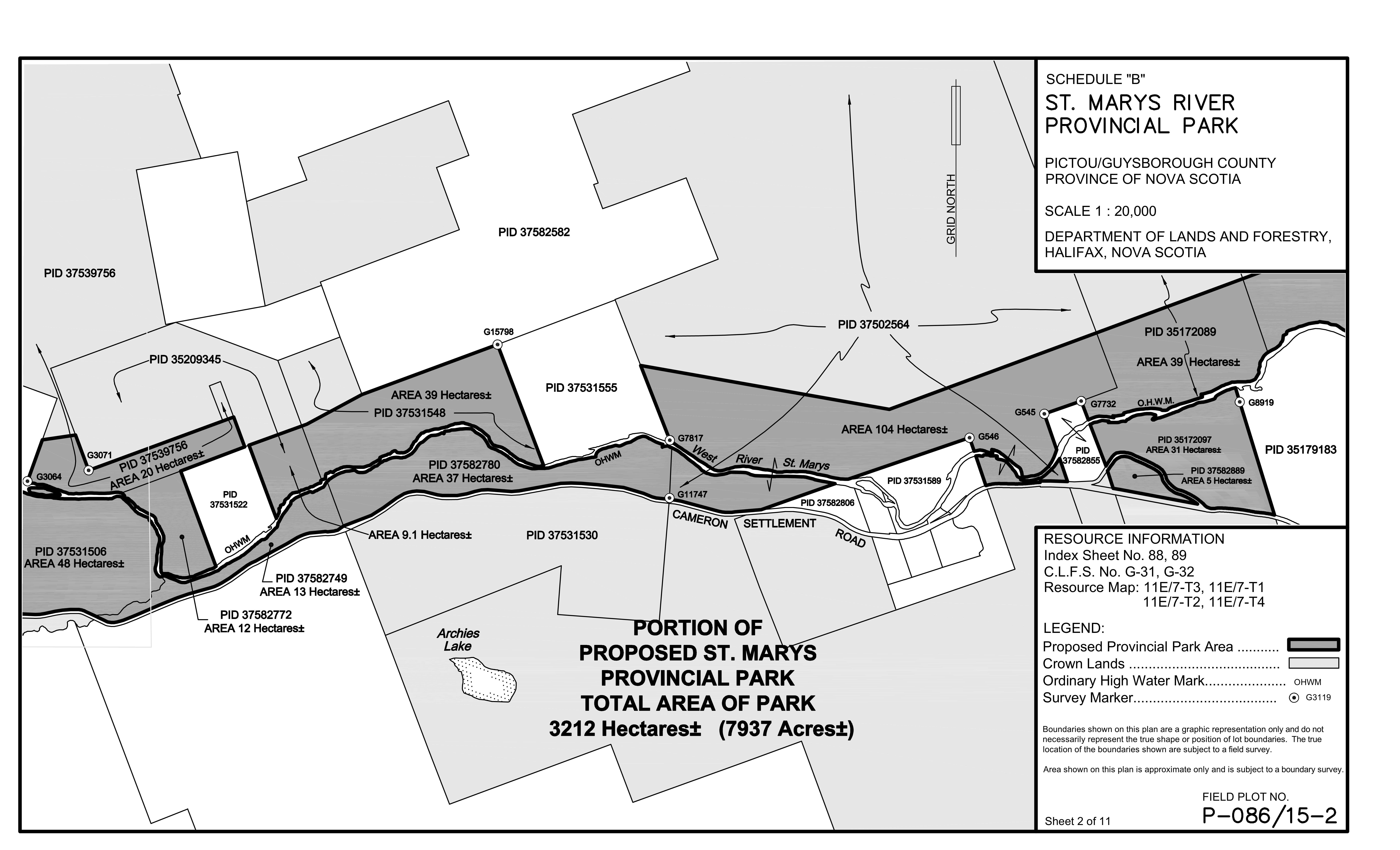 Schedule B - Map of St. Marys River Provincial Park (N.S. Reg. 149/2020)