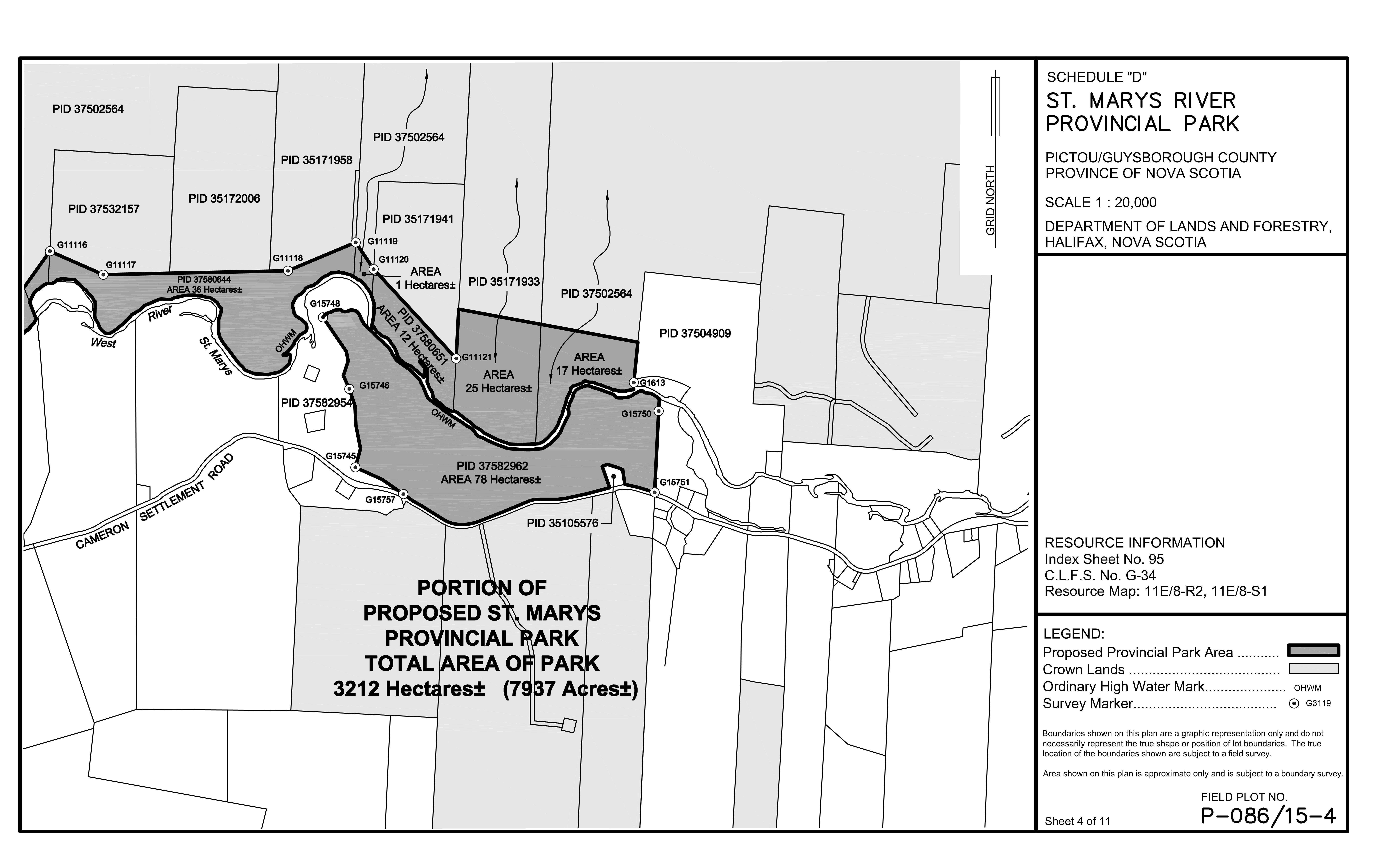 Schedule D - Map of St. Marys River Provincial Park (N.S. Reg. 149/2020)