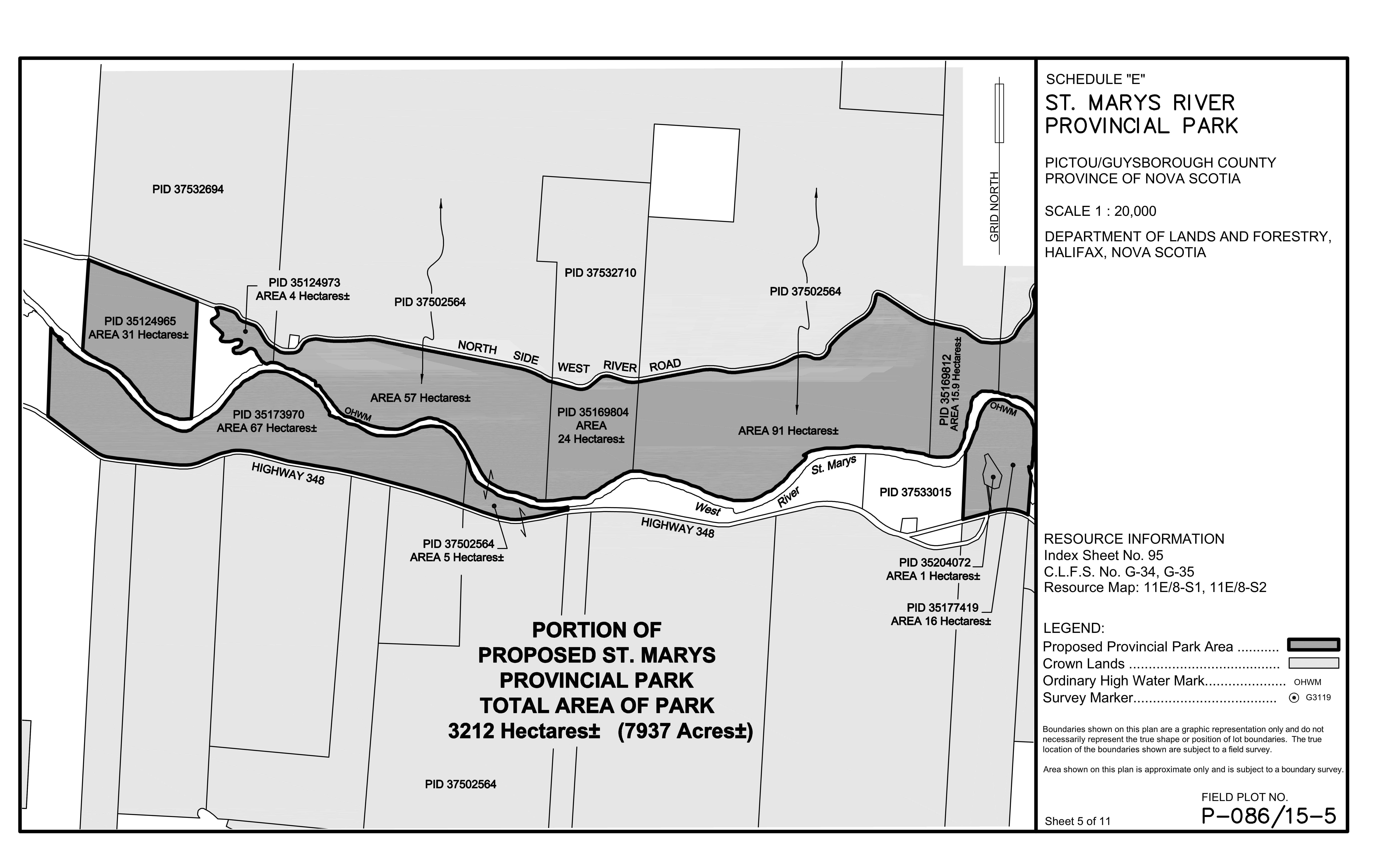 Schedule E - Map of St. Marys River Provincial Park (N.S. Reg. 149/2020)