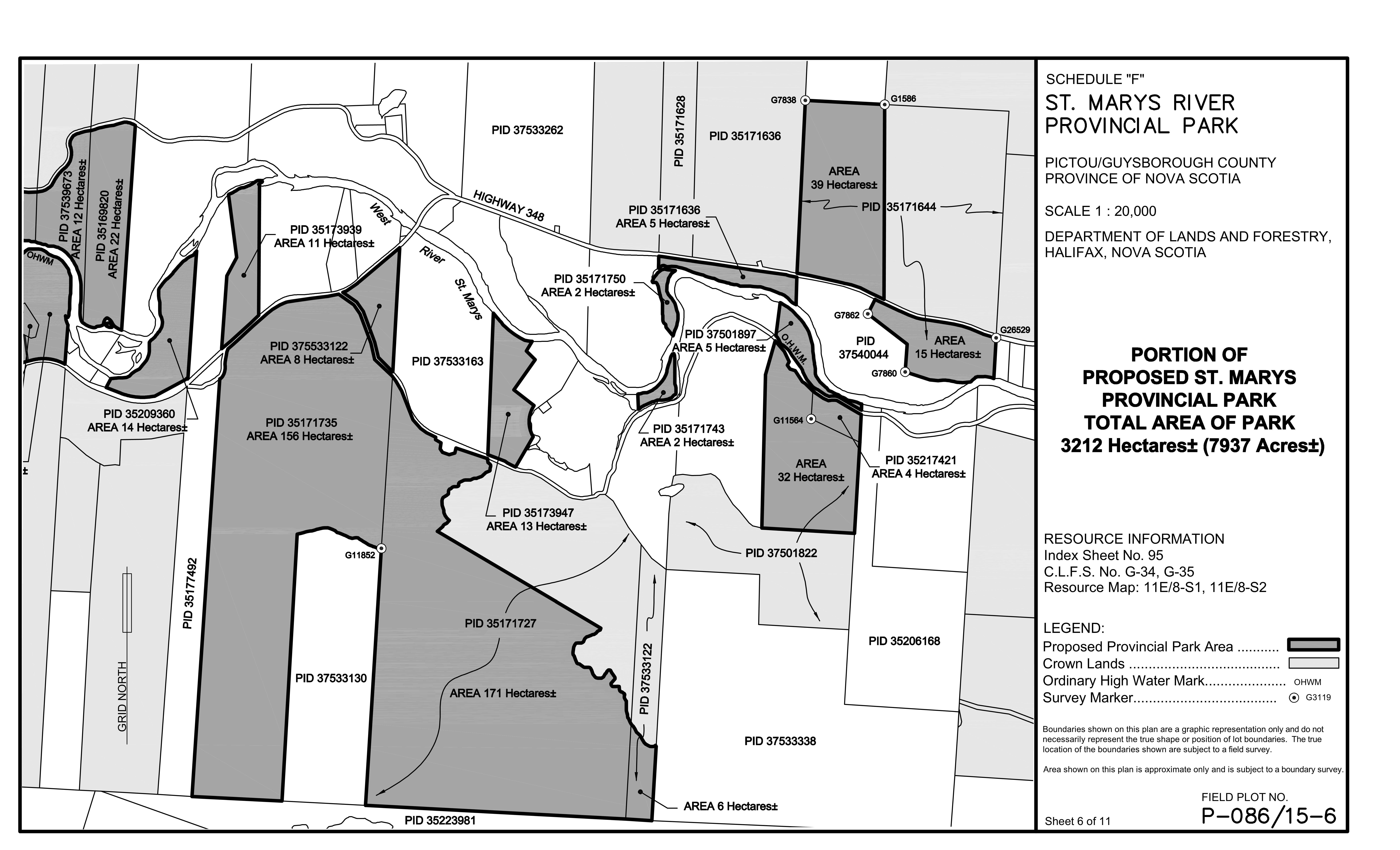 Schedule F - Map of St. Marys River Provincial Park (N.S. Reg. 149/2020)