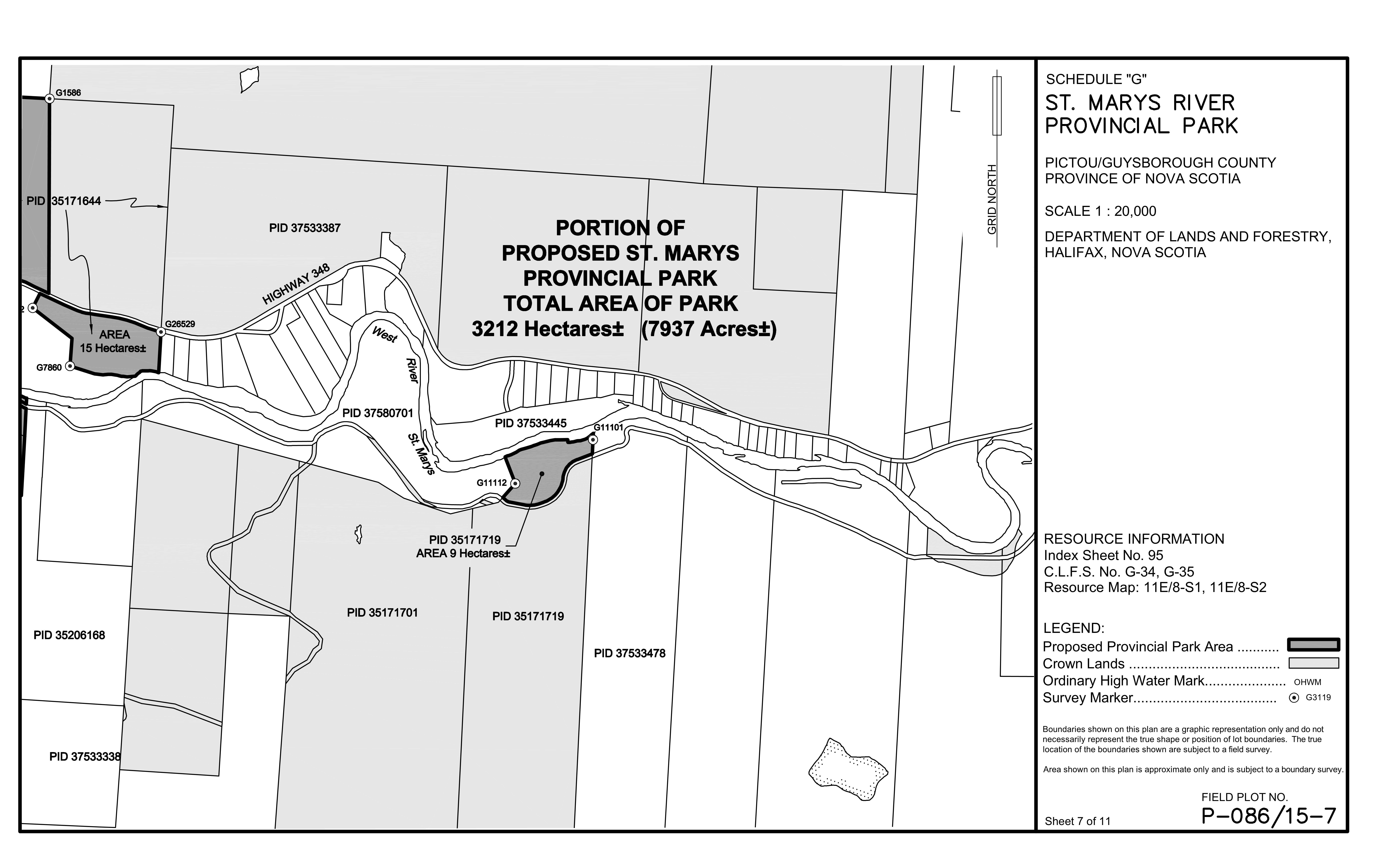 Schedule G - Map of St. Marys River Provincial Park (N.S. Reg. 149/2020)