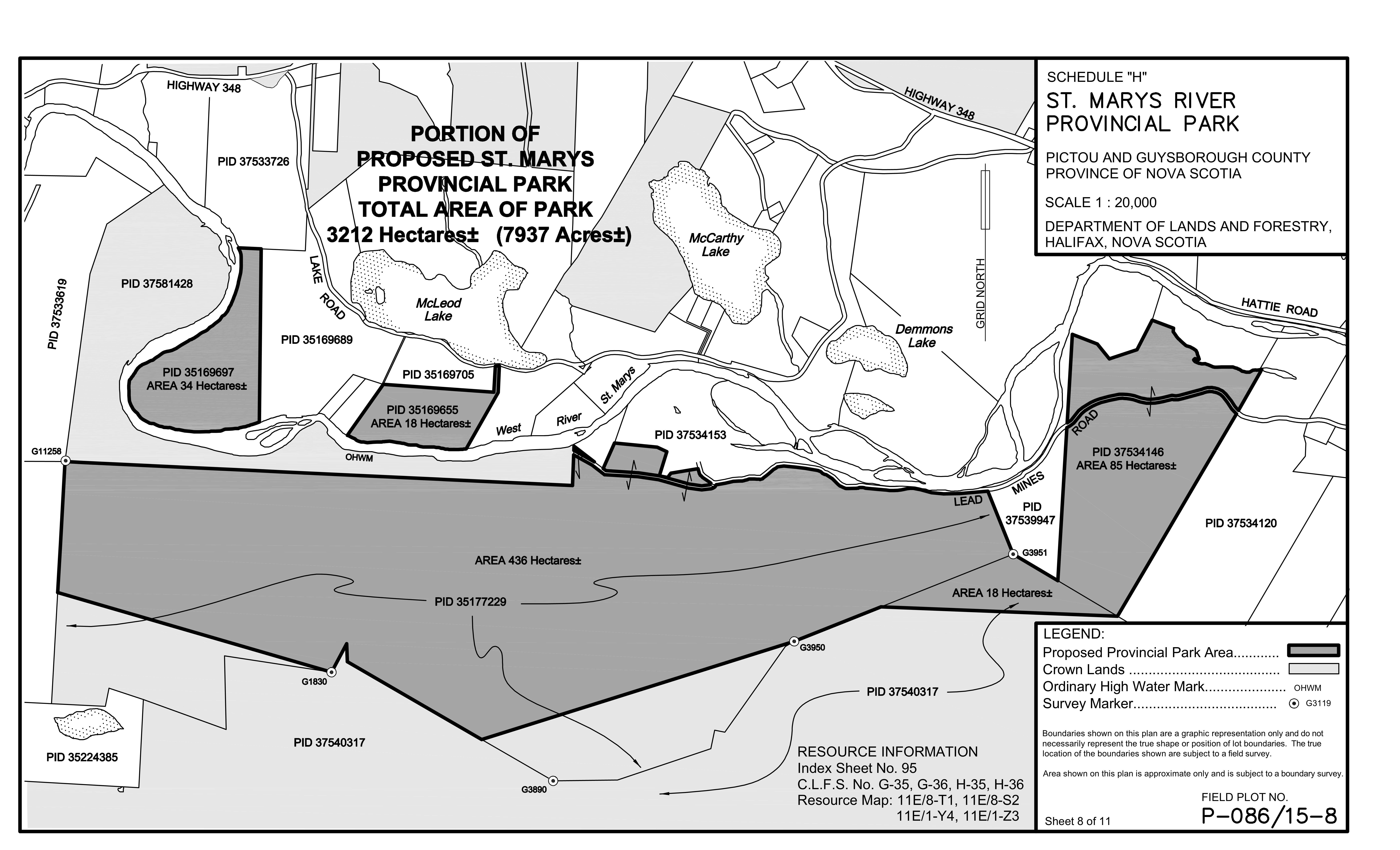 Schedule H - Map of St. Marys River Provincial Park (N.S. Reg. 149/2020)