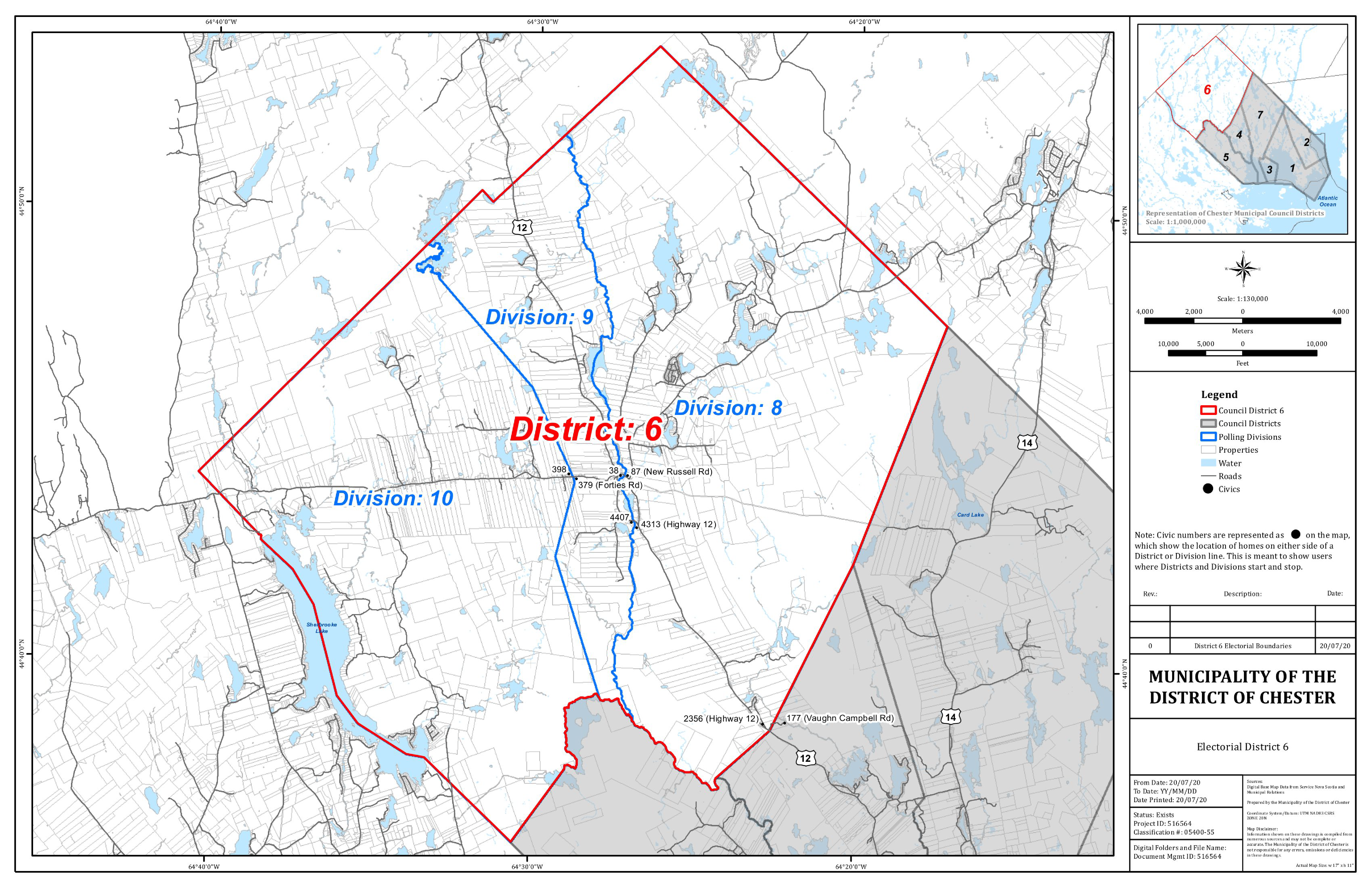 Graphic showing map of Electorial District 6 of the Municipality of the District of Chester