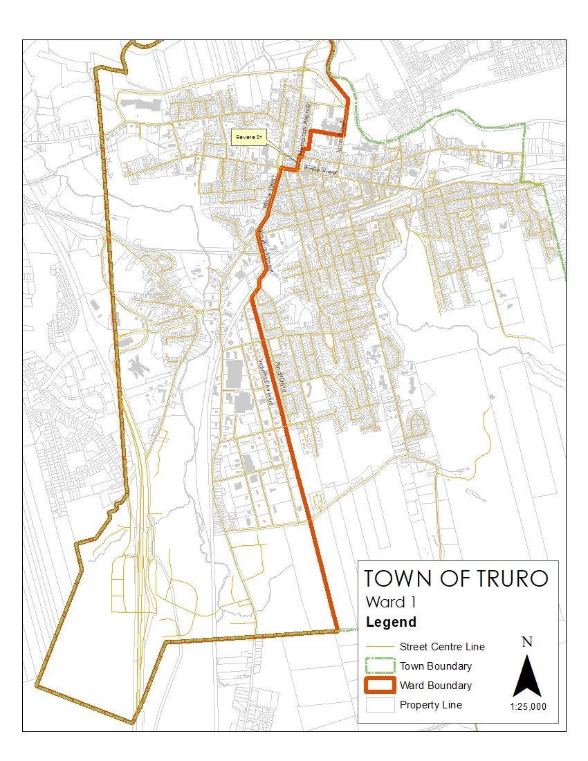 Graphic showing map of Ward 1 of the Town of Truro