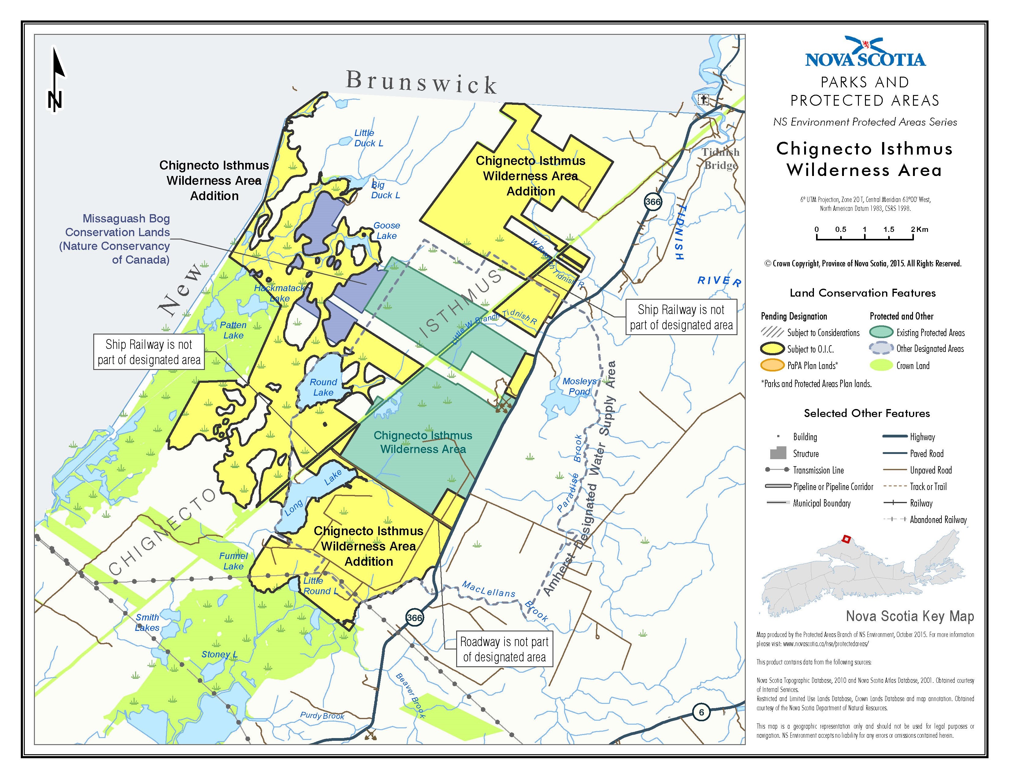 Map Showing Approximate Boundaries of 
Addition to Chignecto Isthmus Wilderness Area