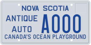 Nova Scotia Antique Plates for Passenger or Light Commercial Vehicles